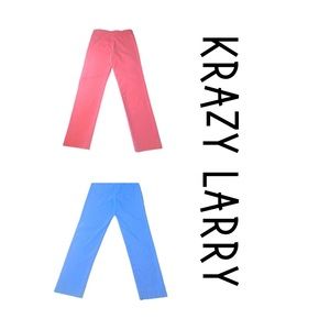 Krazy Larry Ankle Pull On Casual Pants Bundle (Blue & Coral) Womens Size 6 GUC!